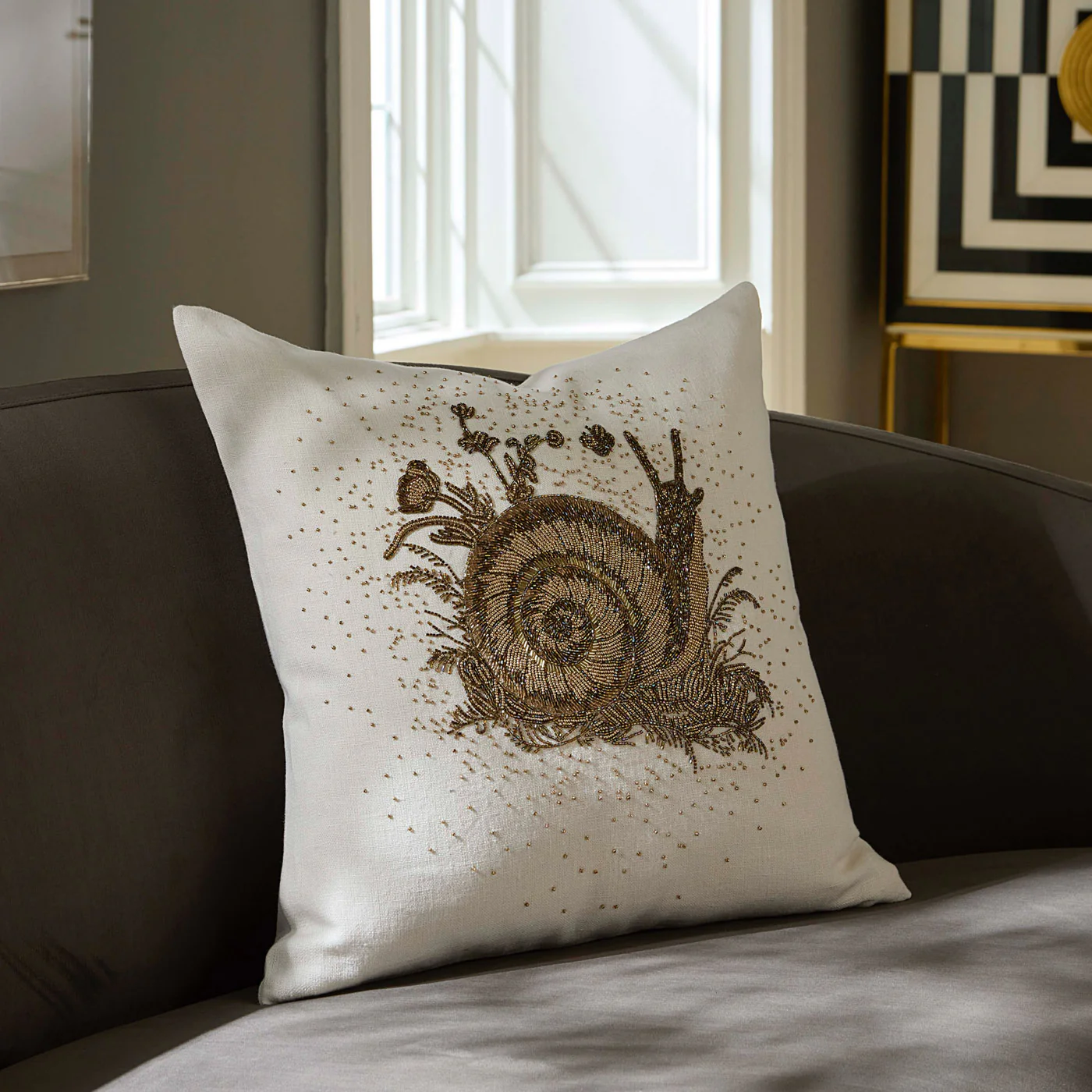 Botanist Snail Beaded Cushion - Image 2