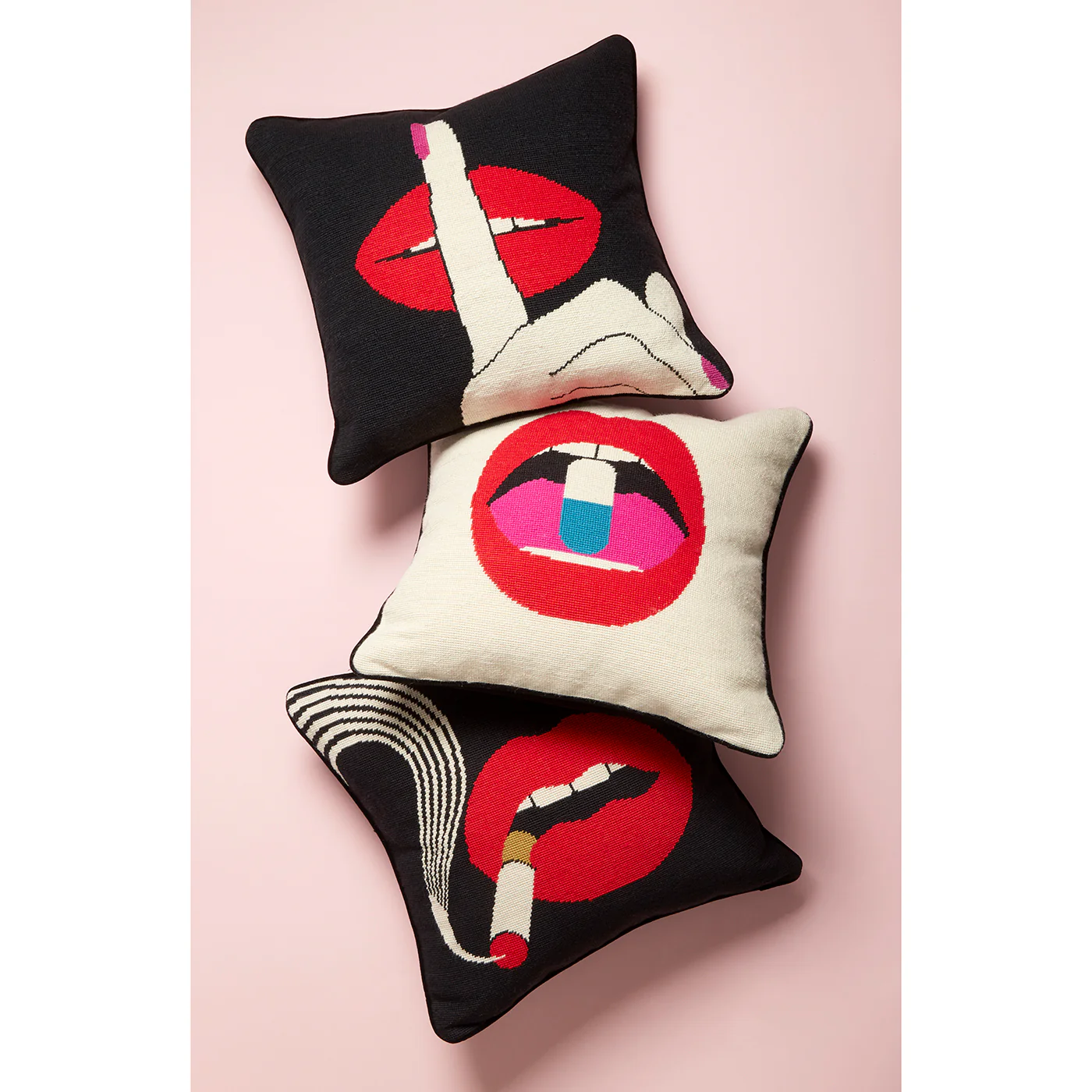 Lips Full Dose Needlepoint Cushion - Image 6