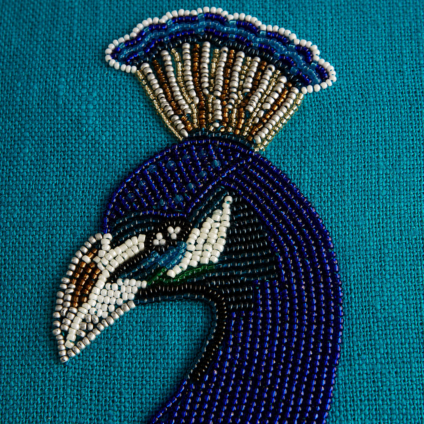 Peacock Beaded Cushion - Image 5