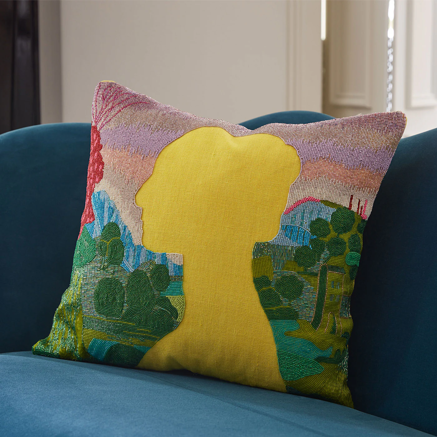 Renaissance Landscape Beaded Cushion - Image 2