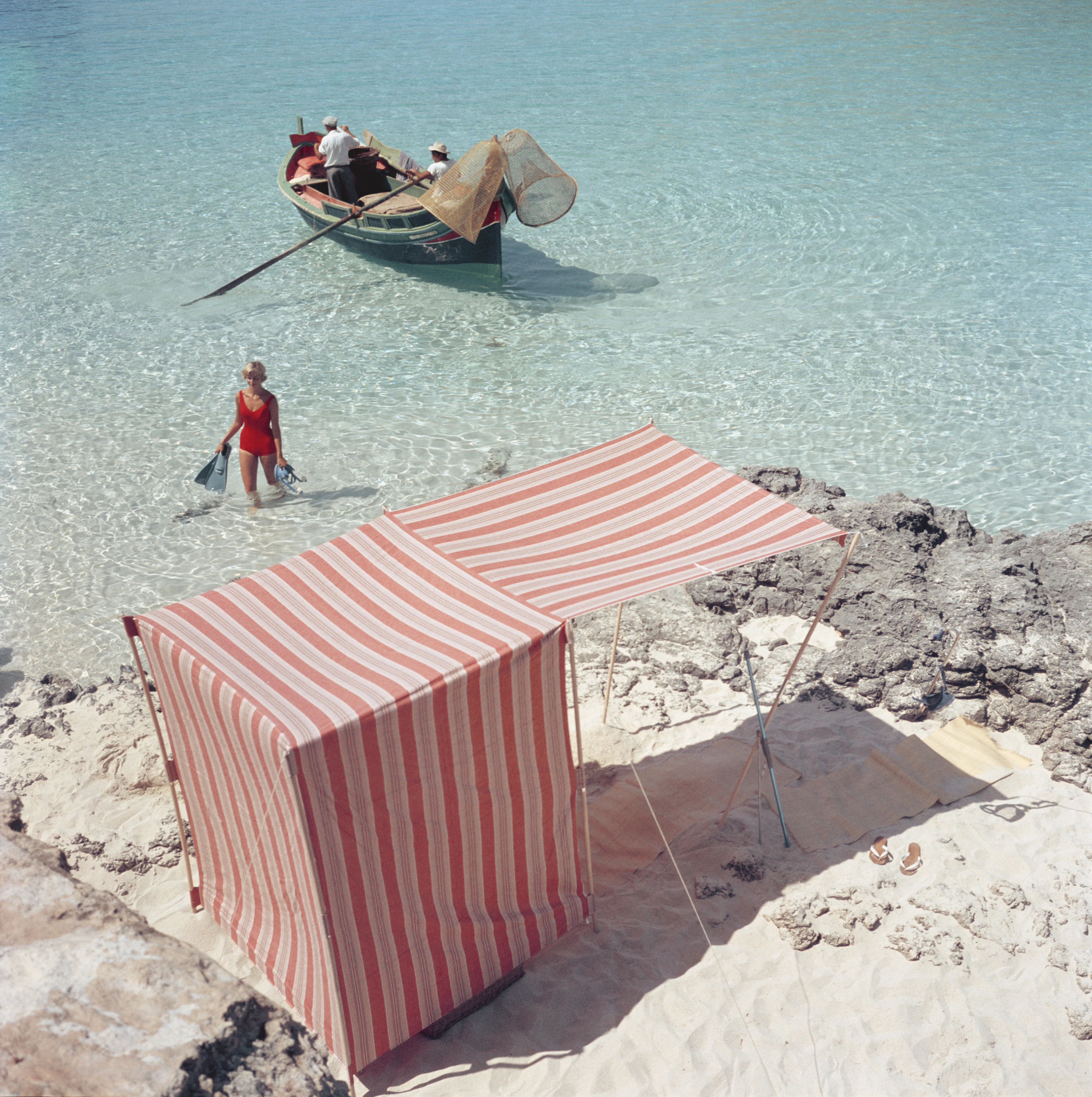 Slim Aarons "Marietine Birnie, Blue Lagoon" Photograph