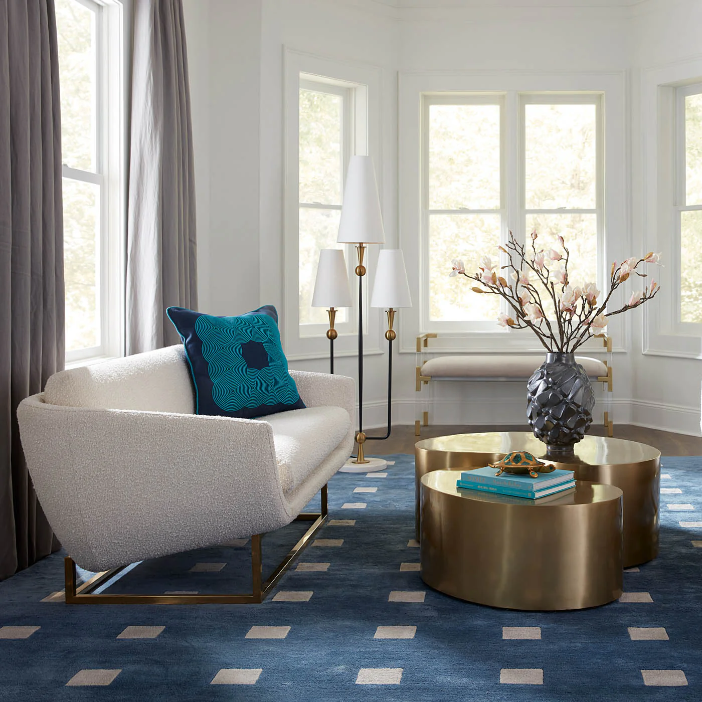 Small Squares Hand-Knotted Rug - Image 7