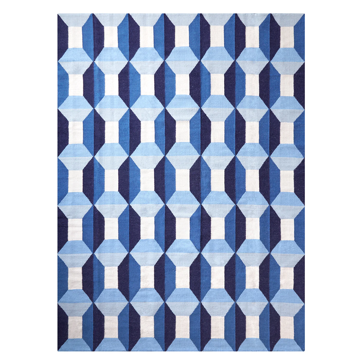 Blue Sorrento Reversible Peruvian Flat Weave Rug
