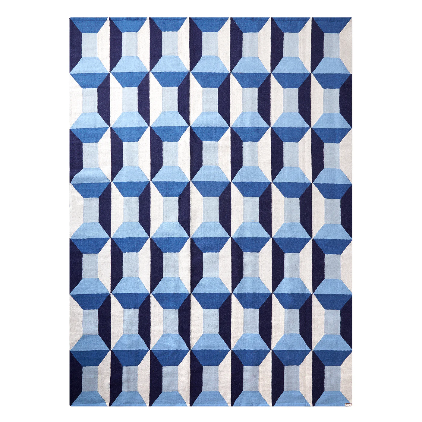 Blue Sorrento Reversible Peruvian Flat Weave Rug - Image 2