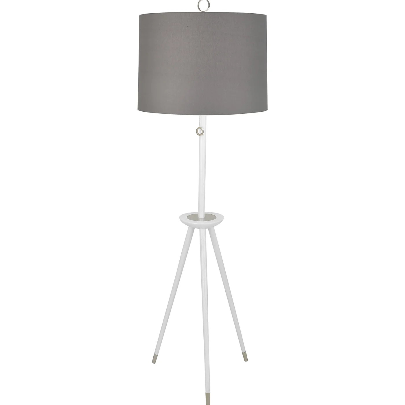 Ventana Tripod Floor Lamp - Nickel & Ivory