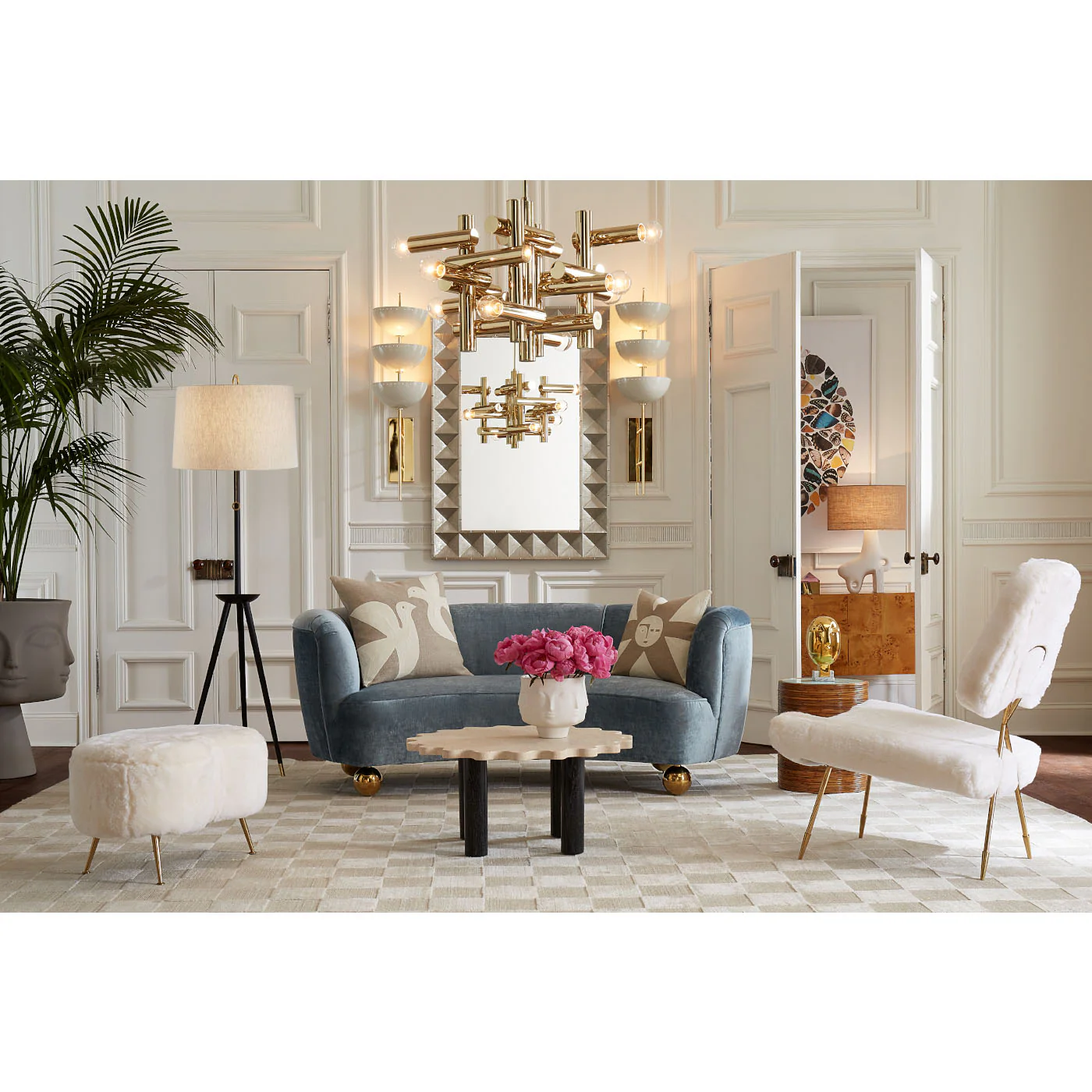 Ventana Tripod Floor Lamp - Nickel & Ivory - Image 2